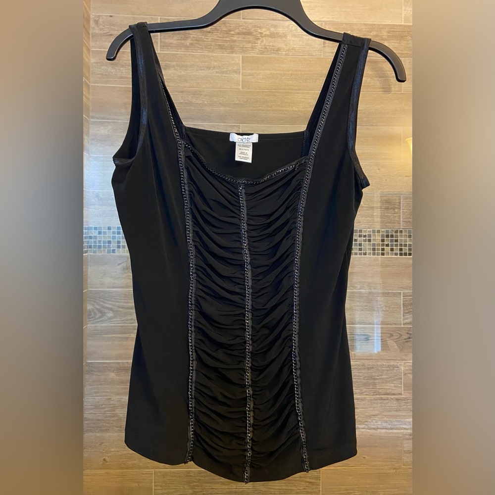 Cache Ruched Beaded Large Camisole Sleeveless Top